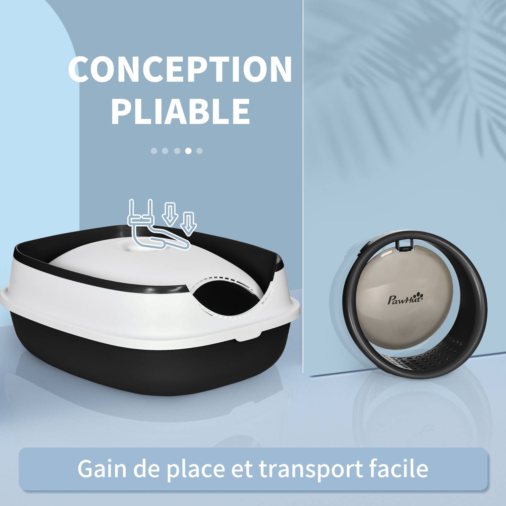 Bac à Litière Pliable et Portable pour Chat avec Double Entrée et Pelle Noir - ComfortXL Outdoor Living - Image 9
