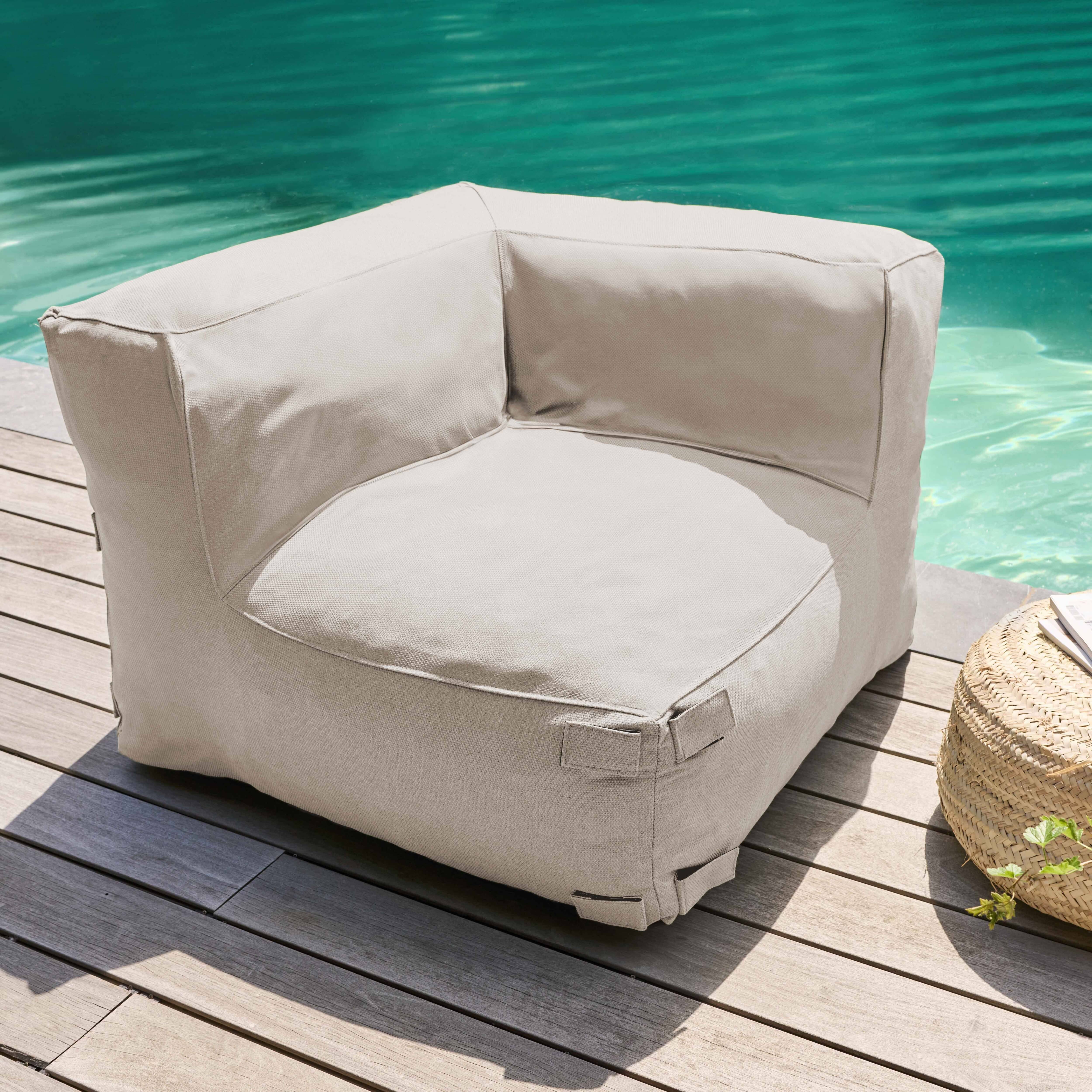 Oviala - Canapé d'angle de jardin modulable 5 places beige Mixi - Oviala - Imagen 4