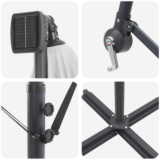 Parasol Cantilever Polyester et Aluminium Sable 294 x 294 x 248 cm - PANGIVO - Image 8