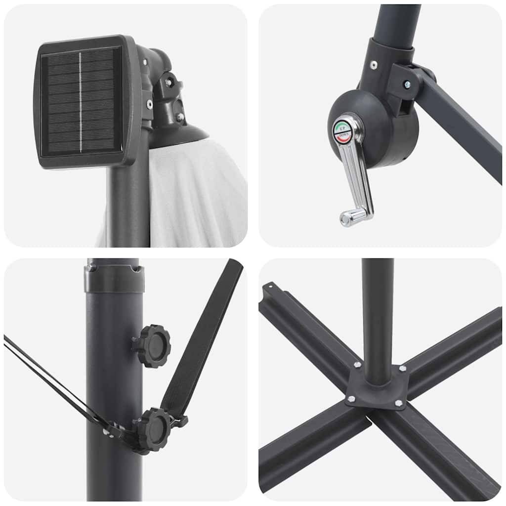 Parasol Cantilever Polyester et Aluminium Sable 294 x 294 x 248 cm - PANGIVO - Image 8