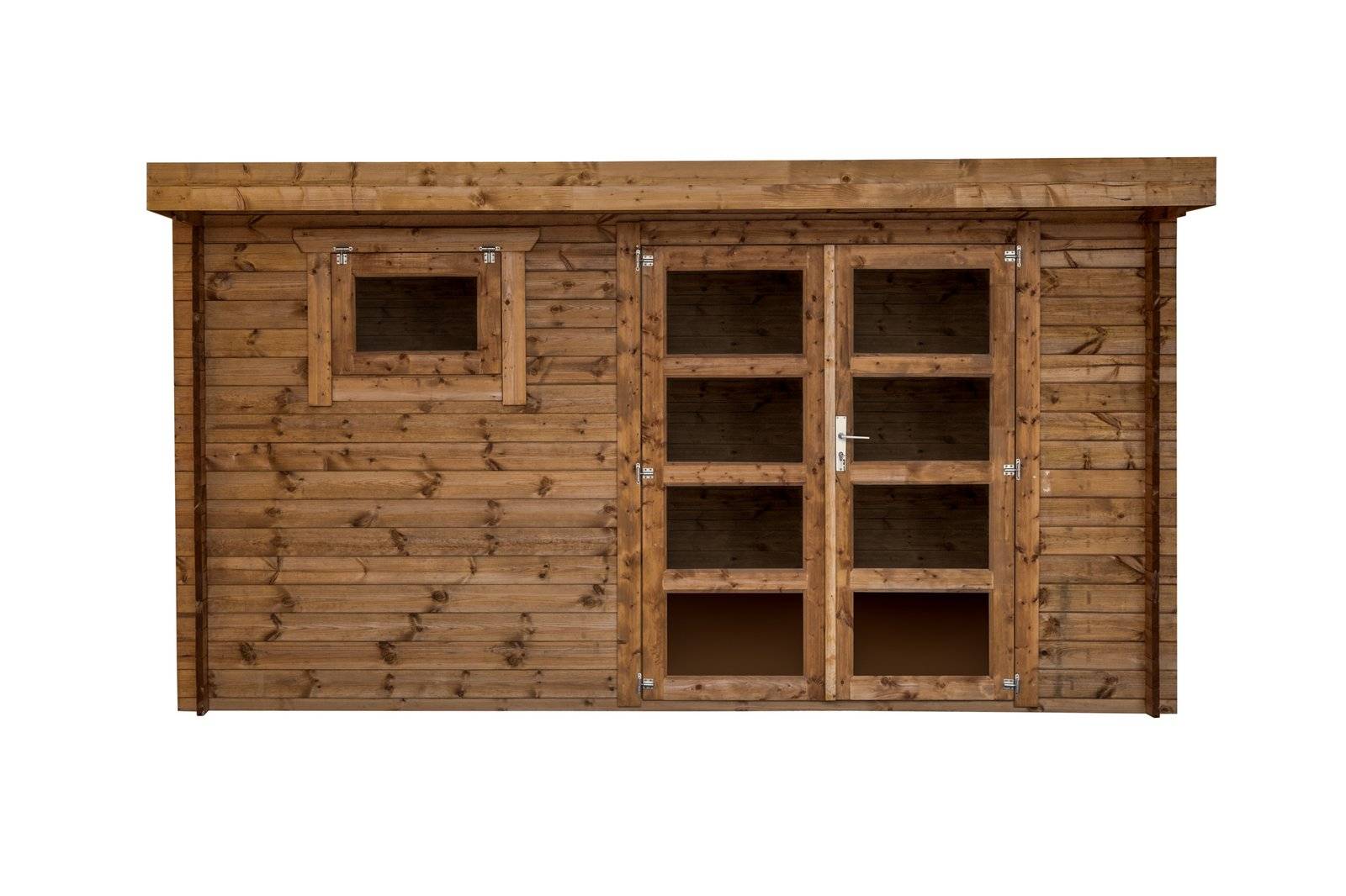 Abri de jardin en bois, surface utile 9.9m², 388x298cm, ep 28mm, INT042 /GARTFLEX