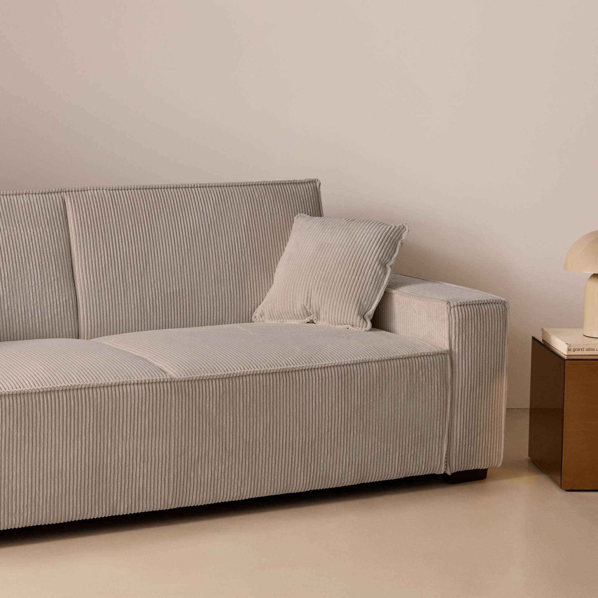 sweeek - Canapé convertible 3 places beige velours côtelé L 231 x P 96.5 x H 80cm | sweeek - Image 6