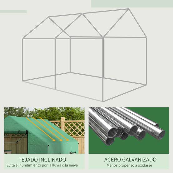 Serre tunnel 2 x 3 x 2 m avec 4 fenêtres grillagées et porte zippée, potager blanc - Image 9