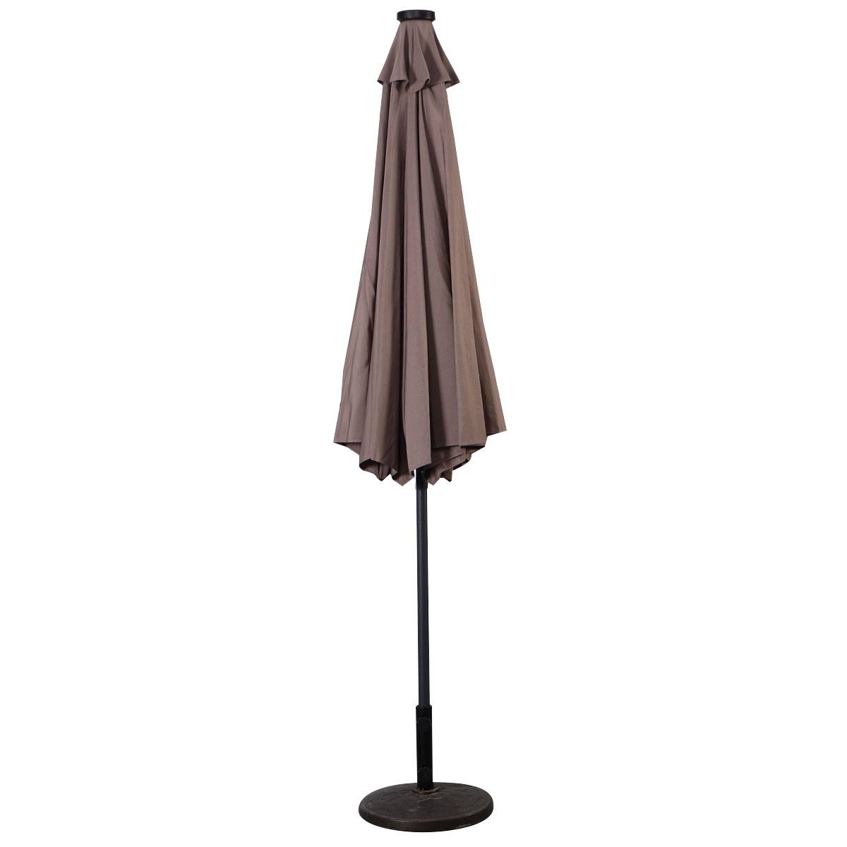 Parasol Inclinable Dia. 300 cm avec 24 Lumières LED Dolaire en Scier Toile Polyester pour Jardin et Terrasse Marron - Image 7