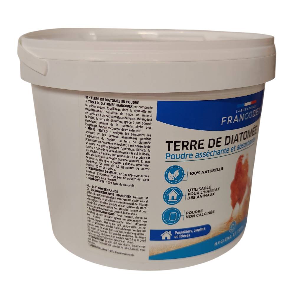 Francodex - Terre de diatomée 2,5kg pour poulaillers, clapiers et litières - Image 2