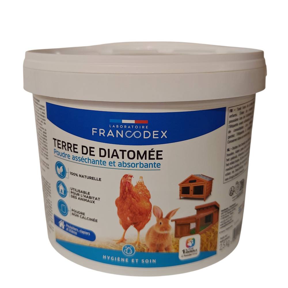 Francodex - Terre de diatomée 2,5kg pour poulaillers, clapiers et litières - Image 1