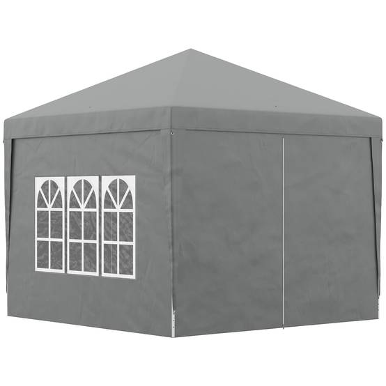ComfortXL - Tonnelle pliante acier tissu Oxford jardin panneaux latéraux protection UV 3x3m gris clair - ComfortXL Outdoor Living - Image 2