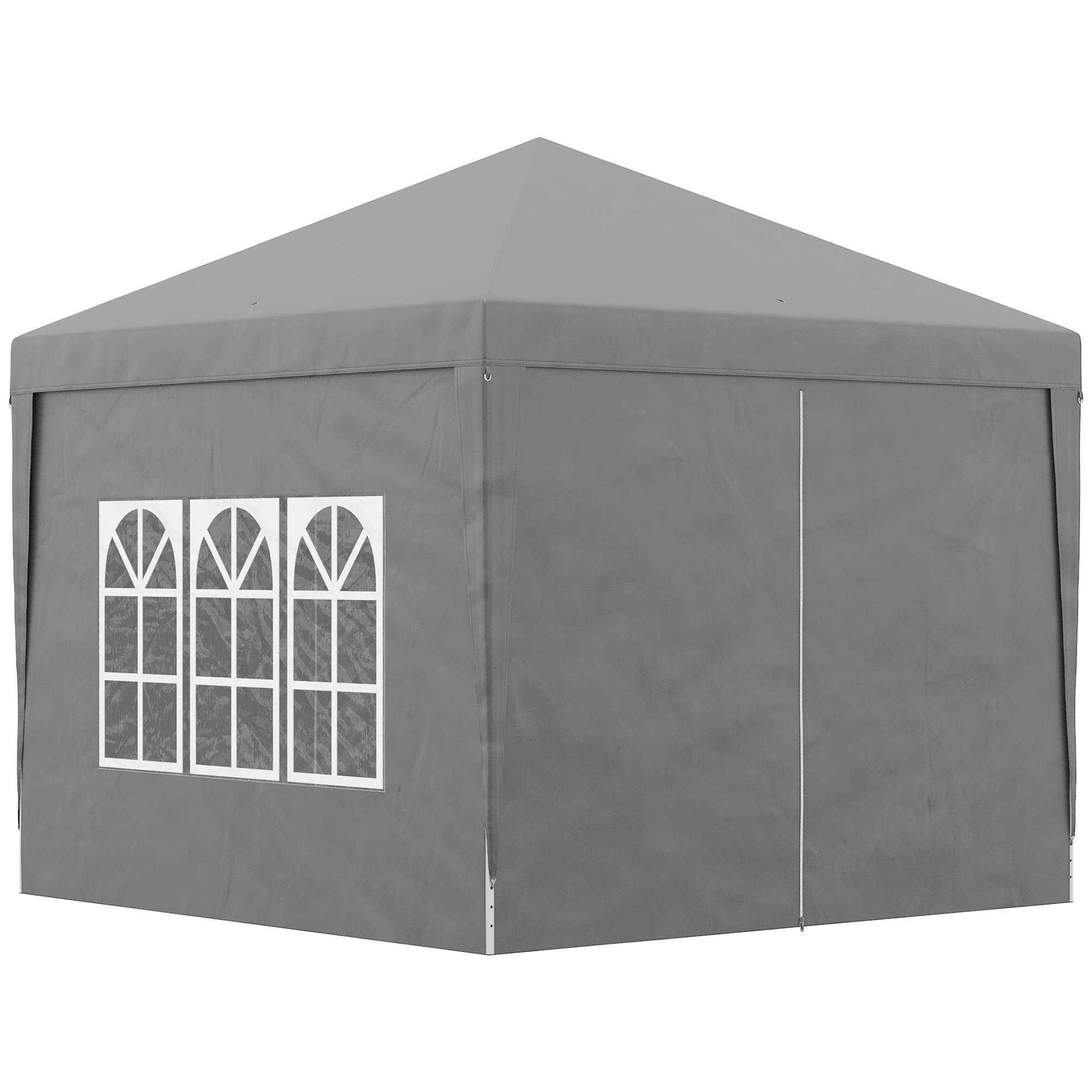 ComfortXL - Tonnelle pliante acier tissu Oxford jardin panneaux latéraux protection UV 3x3m gris clair - ComfortXL Outdoor Living - Image 2