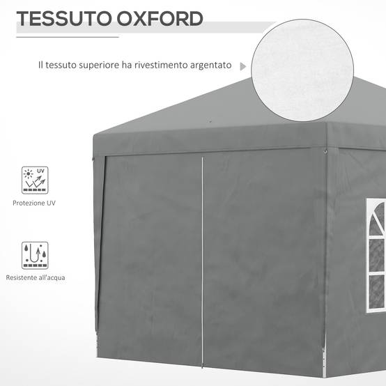 ComfortXL - Tonnelle pliante acier tissu Oxford jardin panneaux latéraux protection UV 3x3m gris clair - ComfortXL Outdoor Living - Image 8