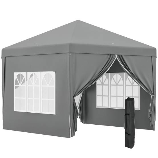 ComfortXL - Tonnelle pliante acier tissu Oxford jardin panneaux latéraux protection UV 3x3m gris clair - ComfortXL Outdoor Living - Image 1