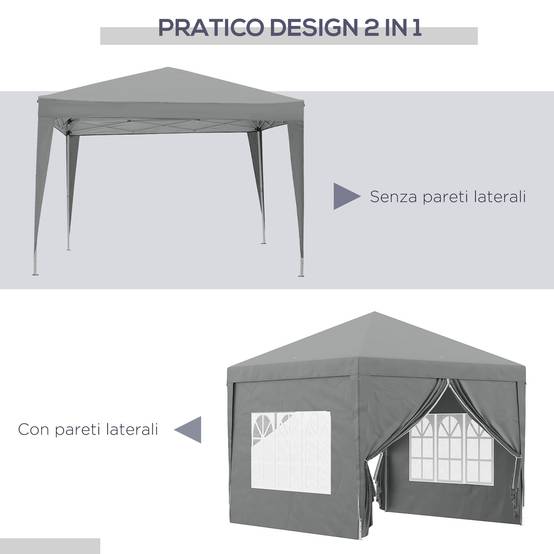 ComfortXL - Tonnelle pliante acier tissu Oxford jardin panneaux latéraux protection UV 3x3m gris clair - ComfortXL Outdoor Living - Image 6