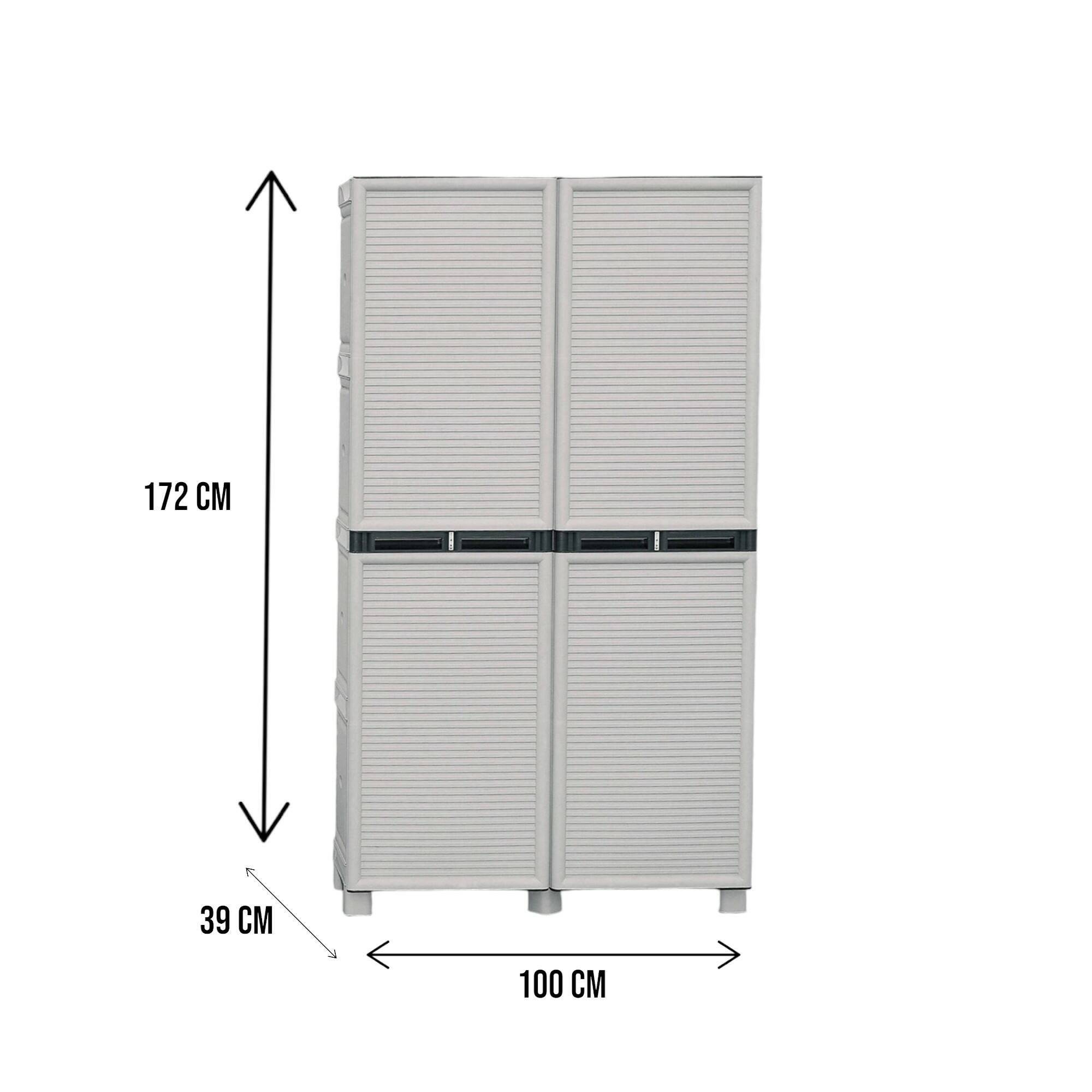 Dmora - Armoire d'extérieur Dbeghett, Armoire polyvalente, Armoire de buanderie, Armoire d'extérieur, 100% Made in Italy, Gris clair, 100x39h172 cm - Dmora - Imagen 3