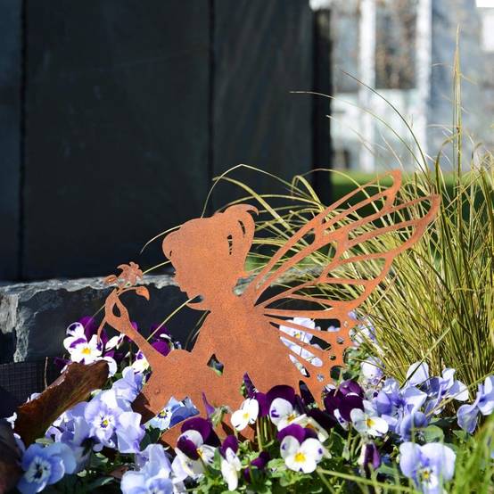 Blümelhuber Couple D'Anges En Métal Rouillé – Décoration Jardin Ange Edelrost Résistante Aux Intempéries