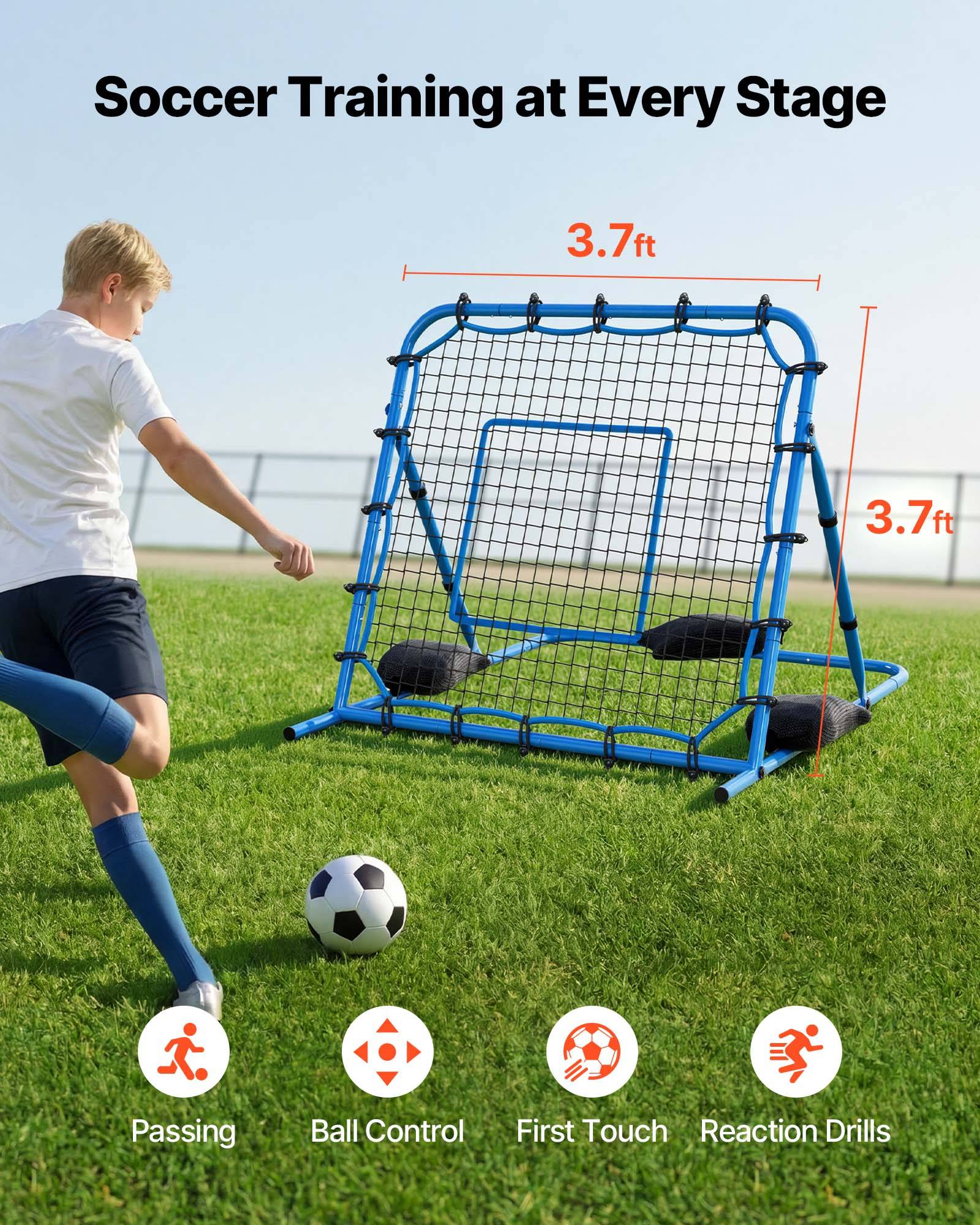 Vevor - VEVOR Filet de rebond de football 119,5x113,5 cm, angles réglables, cadre en fer, filet renforcé pour usage extérieur. - Image 2