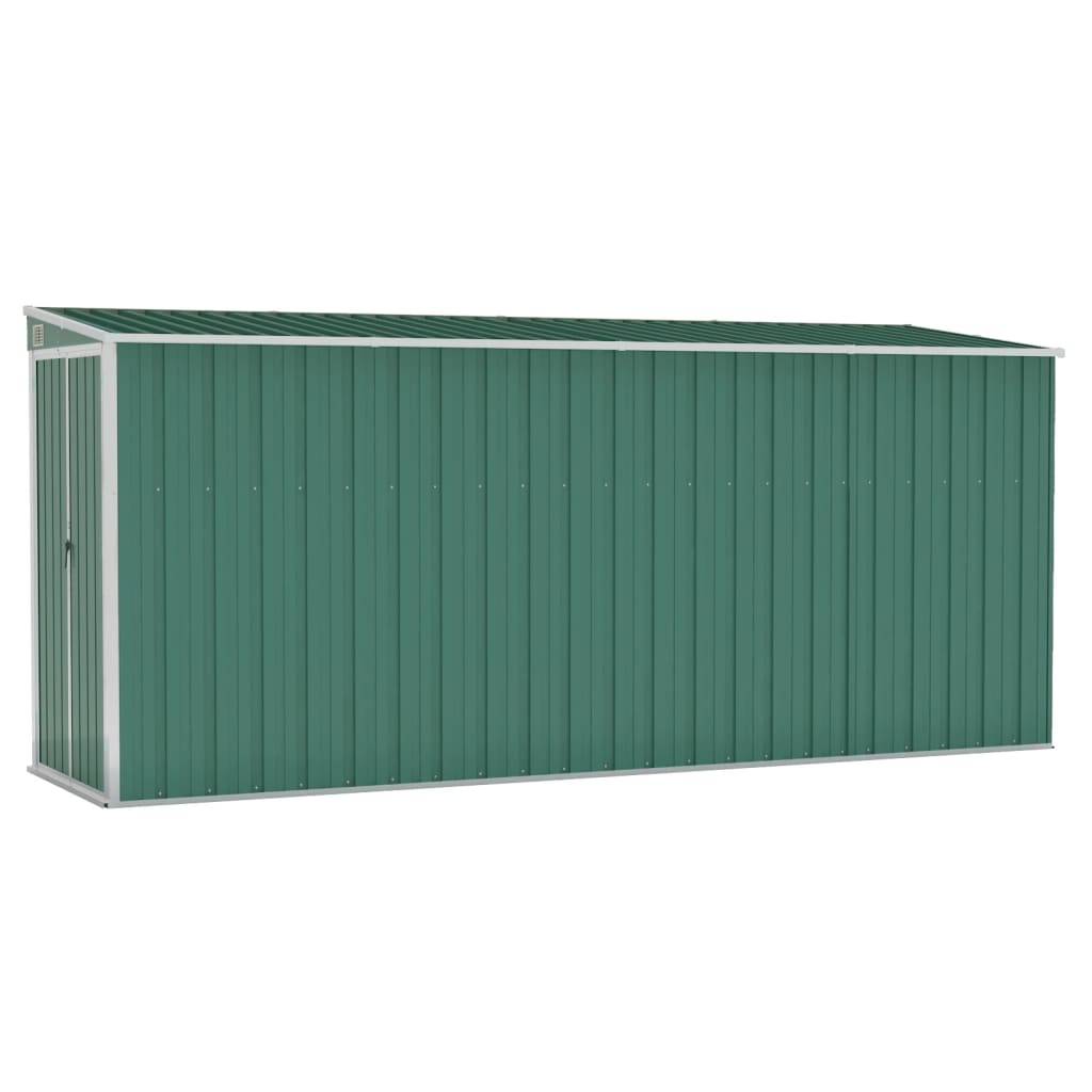 Helloshop26 - Abri de jardin cabane cabanon maison de stockage remise extérieur hangar outils robuste mural 118 x 382 x 178 cm acier galvanisé vert 02_0022340 - Imagen 1
