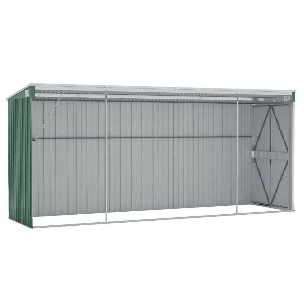 Helloshop26 - Abri de jardin cabane cabanon maison de stockage remise extérieur hangar outils robuste mural 118 x 382 x 178 cm acier galvanisé vert 02_0022340 - Imagen 5
