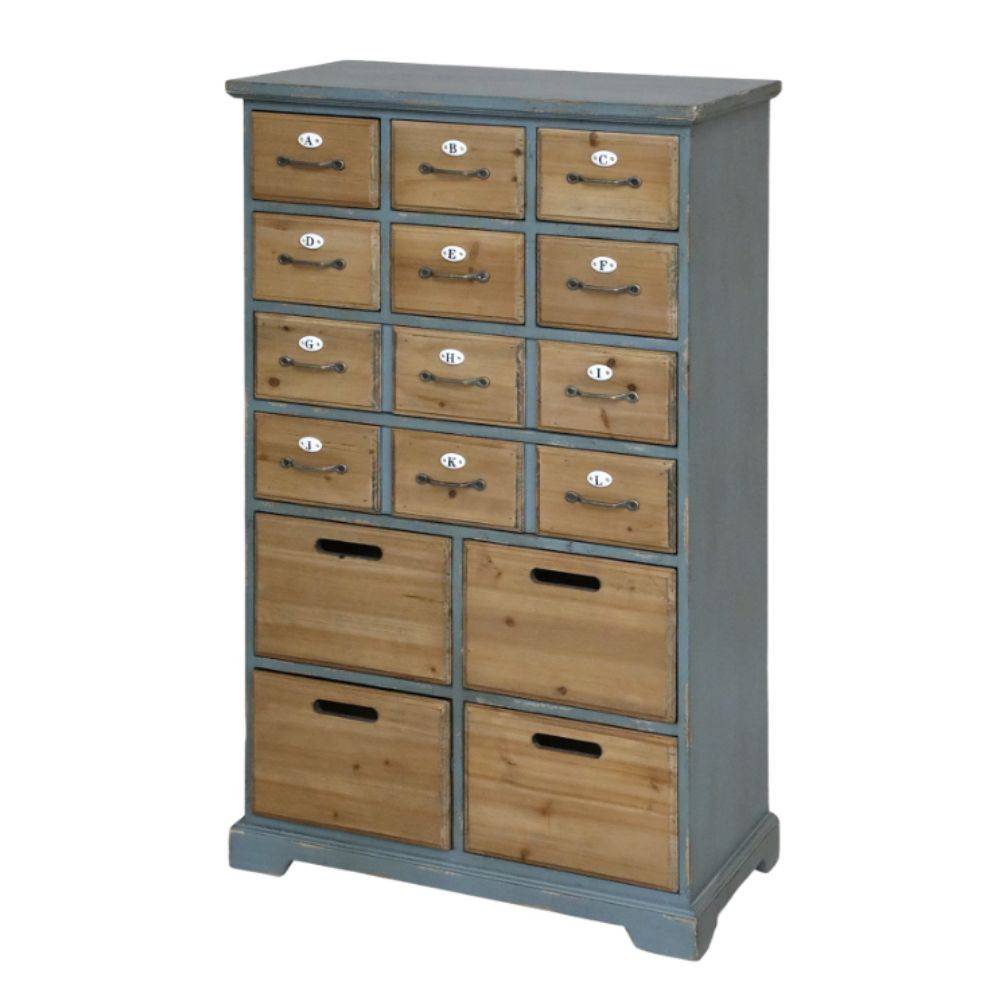 Chemin De Campagne - Meuble commode en bois marron et bleu opale 67.5 x 34 x 107.5 cm Chemin de campagne - Imagen 1