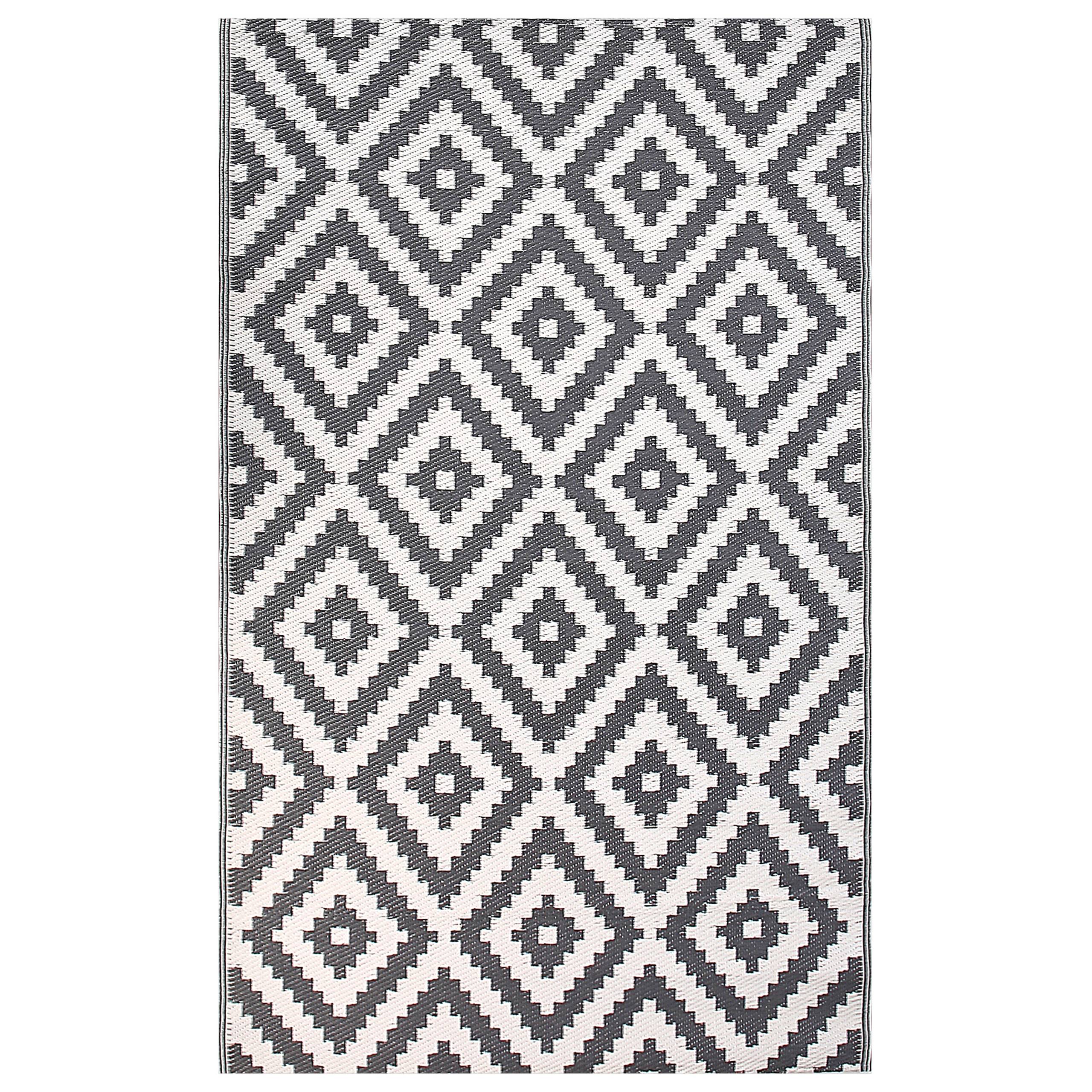 Beliani - Tapis Extérieur et Intérieur Gris et Blanc en Polypropylène Motif Losanges pour Salon ou Balcon Scandinave et Boho 120 x 180 cm Beliani - Imagen 1