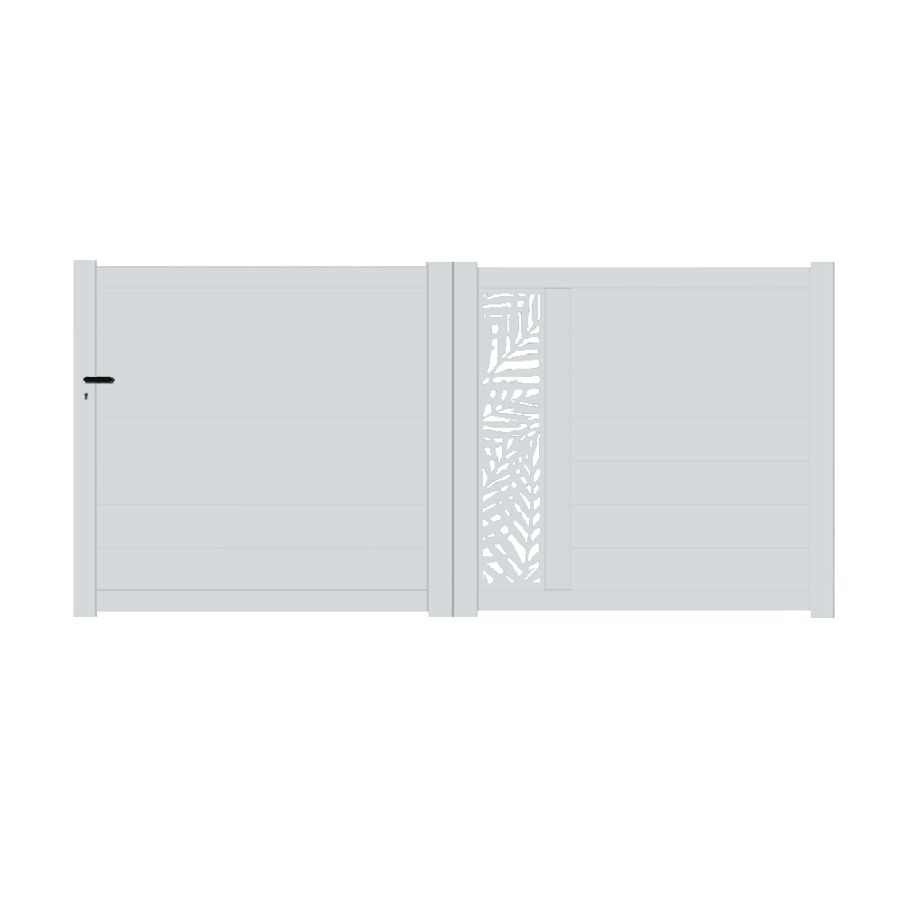 Portail Packit - Portail alu coulissant découpe laser en kit dim. L.3000 (entre piliers) X H.1500 mm  Gris Lumière (RAL 7035)