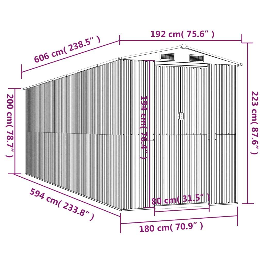 Vidaxl - Abri de jardin Vert 192x606x223 cm Métal galvanisé 11.6m² vidaXL 3147432 - Image 3