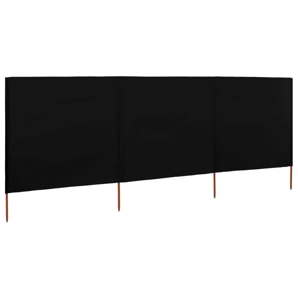 Helloshop26 - Brises-vue paravent 3 panneaux tissu 400 x 120 cm noir - Imagen 2