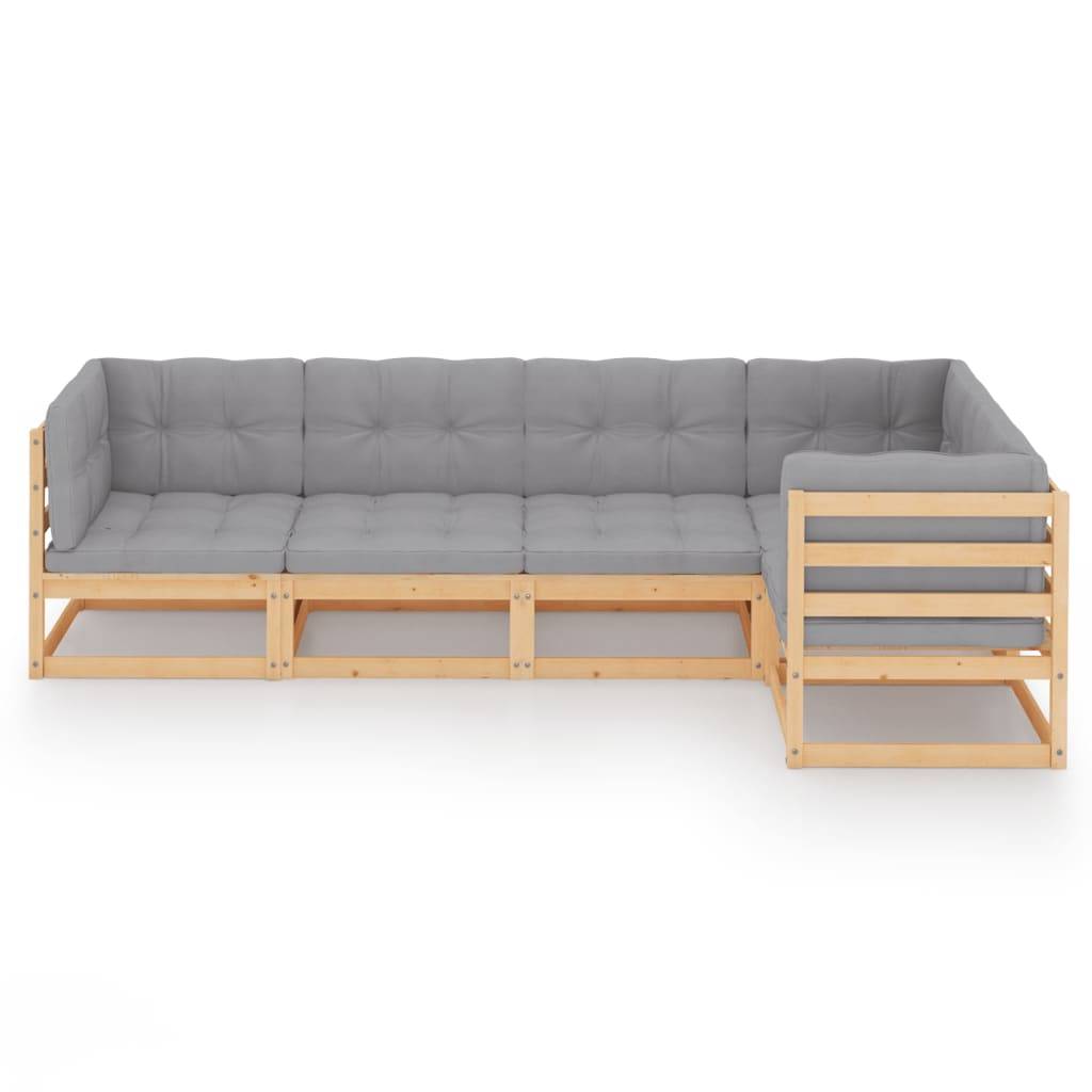Helloshop26 - Salon de jardin meuble d'extérieur ensemble de mobilier 5 pièces avec coussins bois de pin massif - Imagen 2