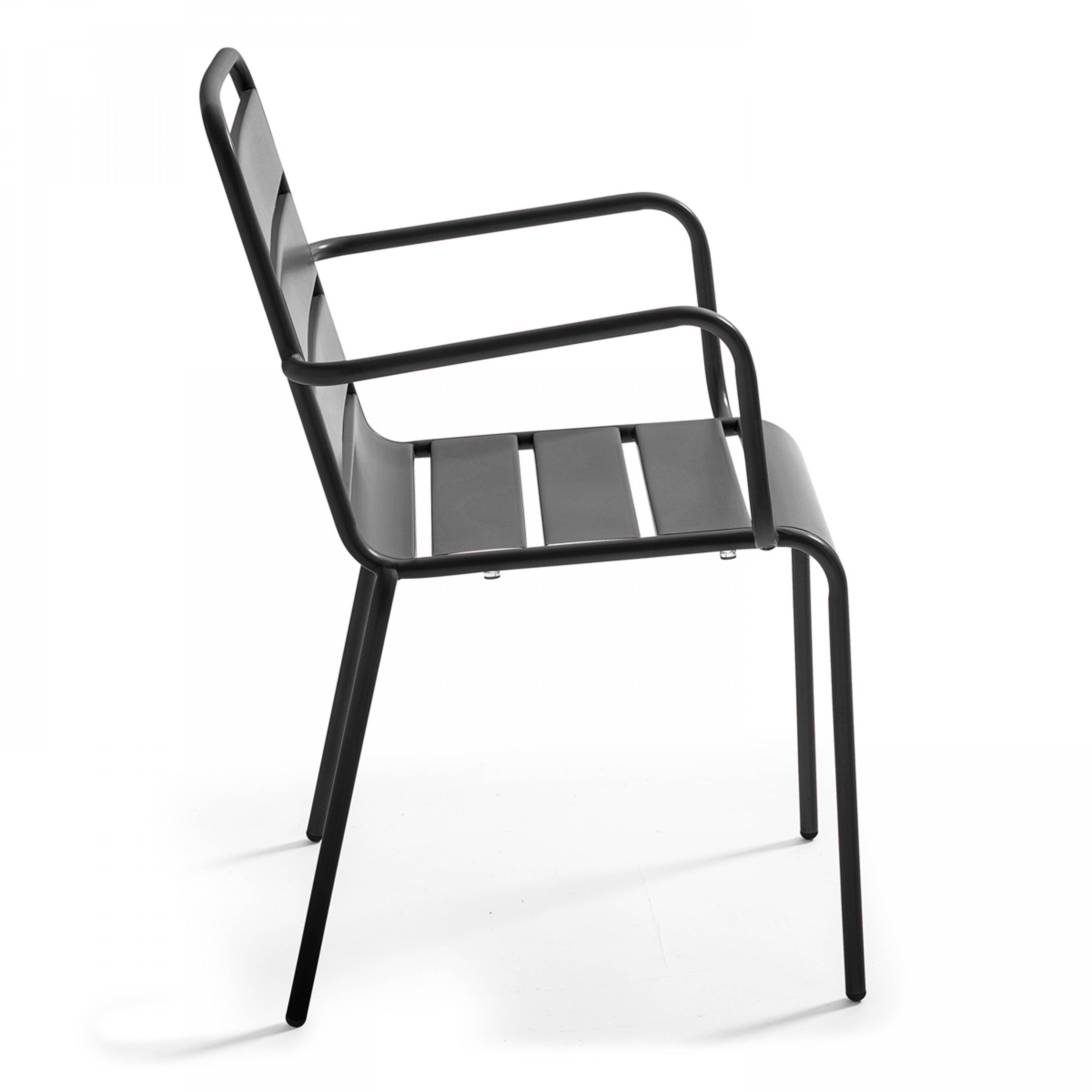 Oviala - Ensemble de jardin table ronde et 4 fauteuils acier marron Tivoli - Oviala - Imagen 3