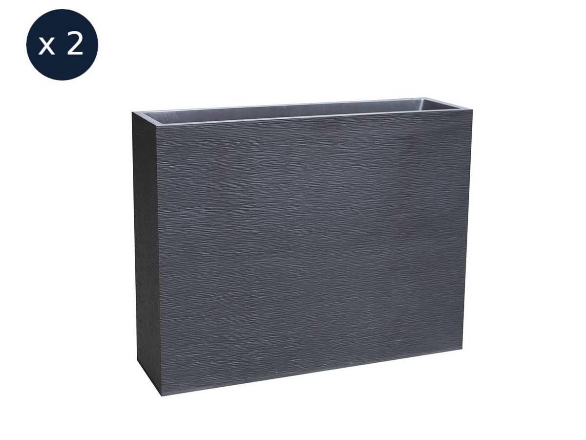 Eda - 2 Jardinières rectangulaire Graphit - 99,5 x 29,5 x 78,5 cm - 63 L - Gris anthracite - Eda - Imagen 1