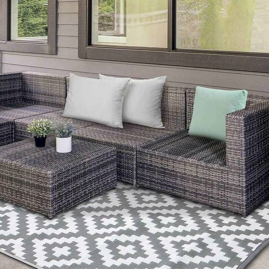 Tapis extérieur rectangulaire réversible 160 x 240 Gris - Image 8