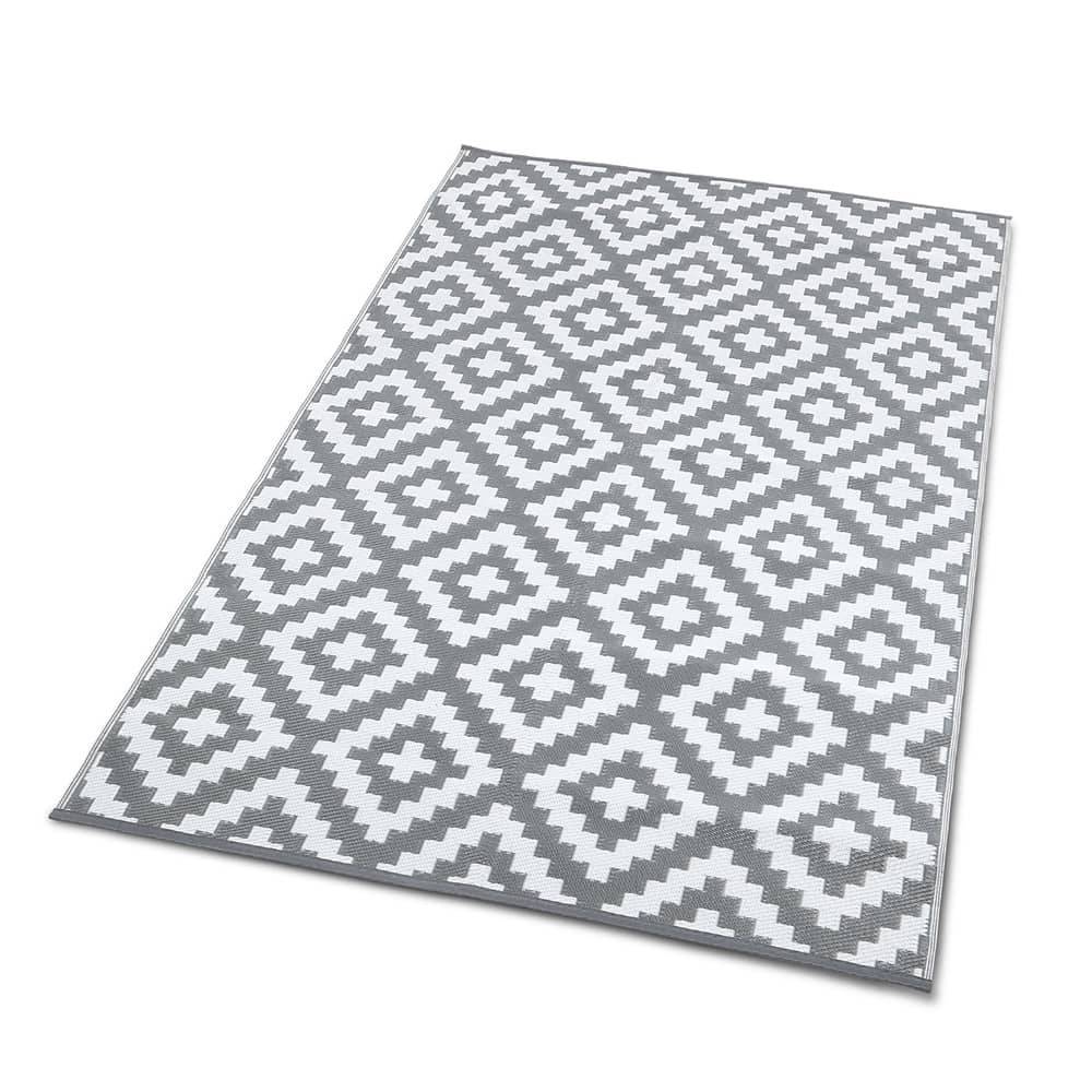 Tapis extérieur rectangulaire réversible 160 x 240 Gris - Image 1