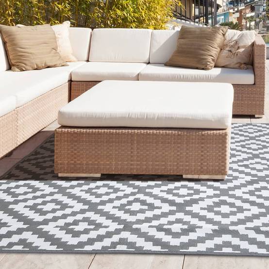 Tapis extérieur rectangulaire réversible 160 x 240 Gris - Image 5
