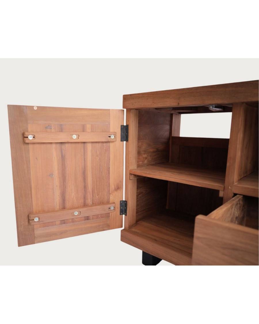 Néo - Meuble  en teck parqueté 140 cm - UNIQKA - Imagen 7