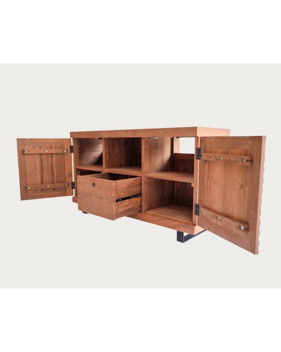 Néo - Meuble  en teck parqueté 140 cm - UNIQKA - Imagen 5