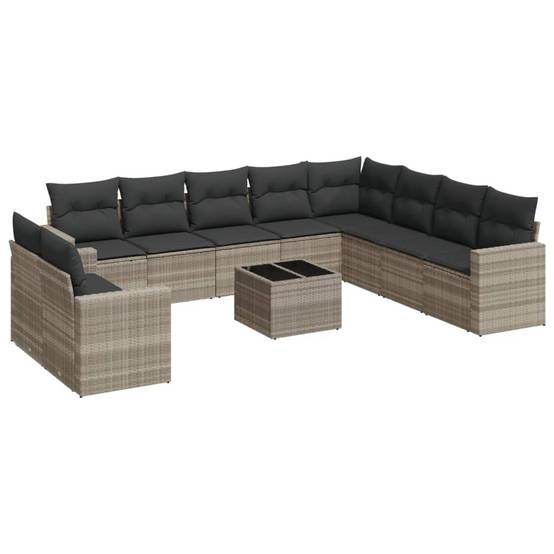 Salon de jardin bas 11 pièces Résine Tressée Gris Clair avec Rangement pour Terrasse – ComfortXL Outdoor Living - Image 2
