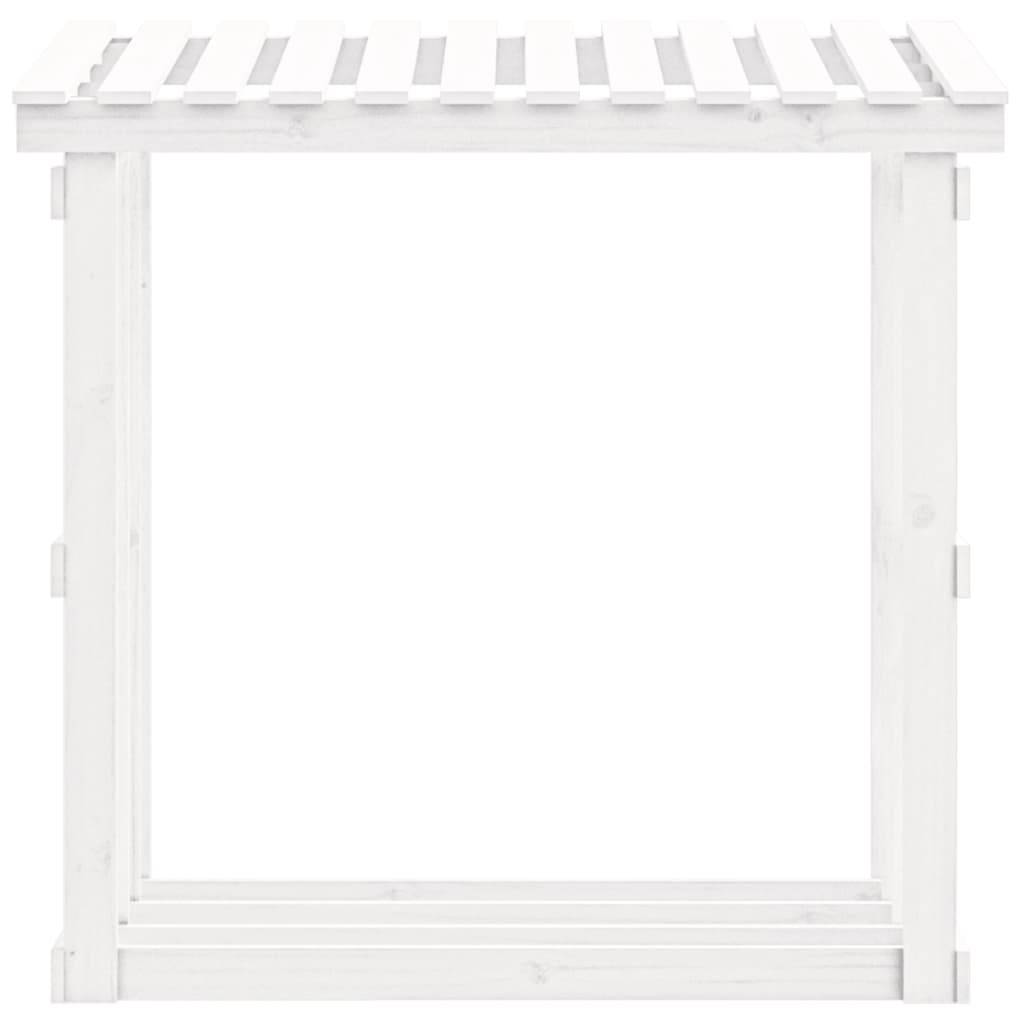 Abri de jardin pour bois de chauffage en Pin Massif Stockage avec Toit 108x64,5x109 cm Blanc - ComfortXL Outdoor Living - Image 5