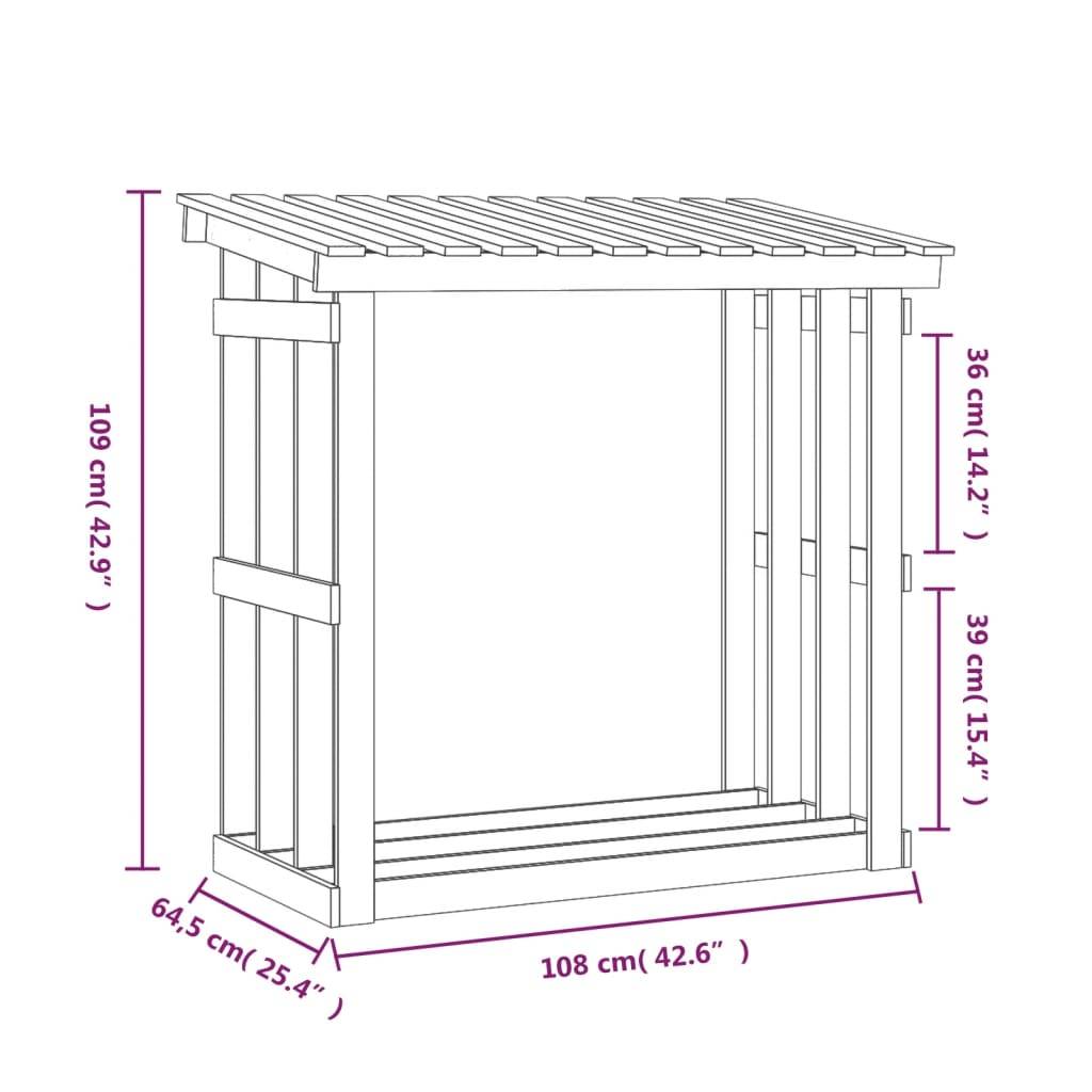 Abri de jardin pour bois de chauffage en Pin Massif Stockage avec Toit 108x64,5x109 cm Blanc - ComfortXL Outdoor Living - Image 8