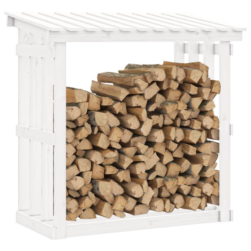 Abri de jardin pour bois de chauffage en Pin Massif Stockage avec Toit 108x64,5x109 cm Blanc - ComfortXL Outdoor Living - Image 4