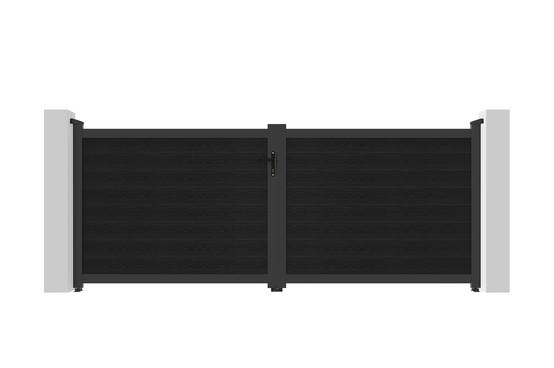 Casanoov Portail bois composite battant 3,5m ATHOS H.140cm gris anthracite avec cadre aluminium + portillon composite ATHOS 1m H.140cm - Image 5