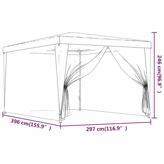 ComfortXL - Tonnelle de Réception 4x3m Acier avec 4 Parois Moustiquaires Jardin Anthracite - ComfortXL Outdoor Living - Image 7