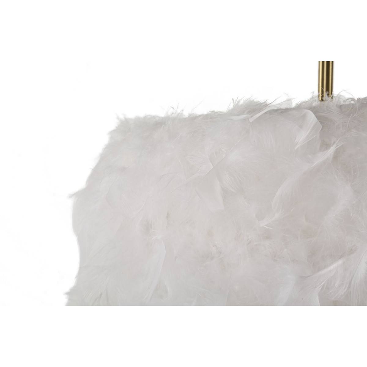 Lampadaire Imitation Plume "Semi Arc" 170cm Or & Blanc - Image 4