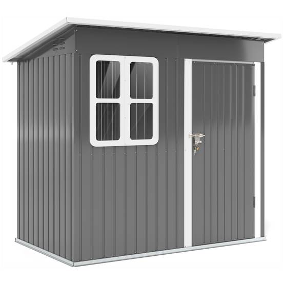 ComfortXL - Abri de jardin acier galvanisé extérieur rangement toit monopente 2,55m2 gris foncé - ComfortXL Outdoor Living - Image 2