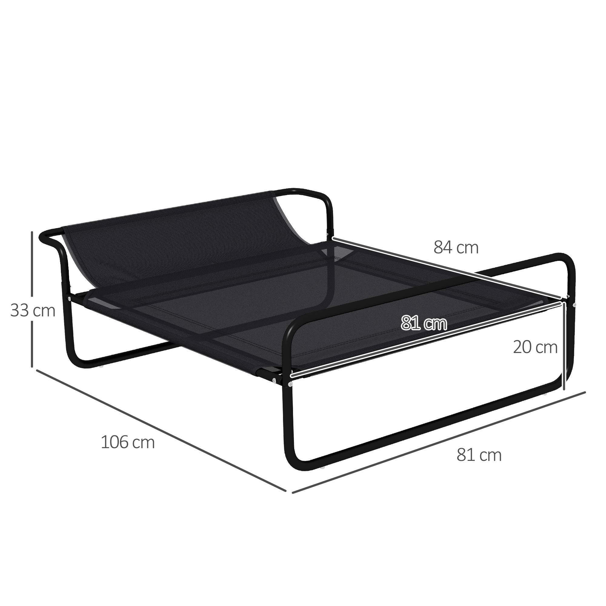 Lit surélevé chien Textilène extérieur intérieur rafraîchissant 106x81cm noir - ComfortXL Outdoor Living - Image 5