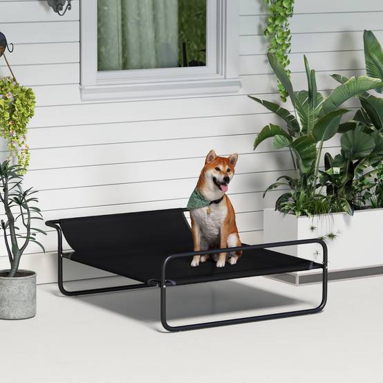 Lit surélevé chien Textilène extérieur intérieur rafraîchissant 106x81cm noir - ComfortXL Outdoor Living - Image 3