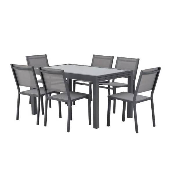 Table de jardin extensible rectangulaire 6 a 10 personnes - Structure aluminium - Plateau verre trempé - L 135-270 x H 75 x P 9 - Image 4