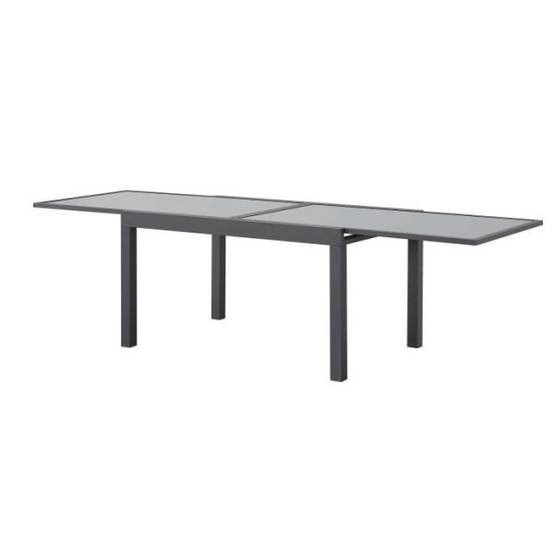 Table de jardin extensible rectangulaire 6 a 10 personnes - Structure aluminium - Plateau verre trempé - L 135-270 x H 75 x P 9 - Image 2