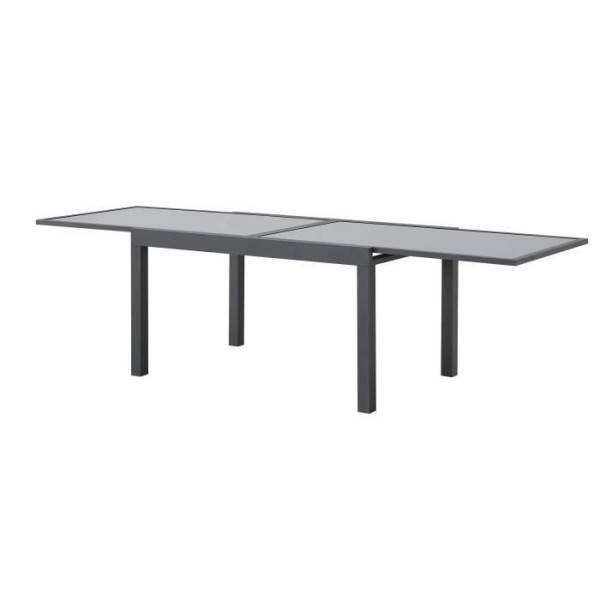 Table de jardin extensible rectangulaire 6 a 10 personnes - Structure aluminium - Plateau verre trempé - L 135-270 x H 75 x P 9 - Image 2