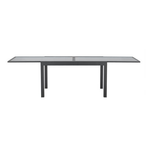 Table de jardin extensible rectangulaire 6 a 10 personnes - Structure aluminium - Plateau verre trempé - L 135-270 x H 75 x P 9 - Image 5