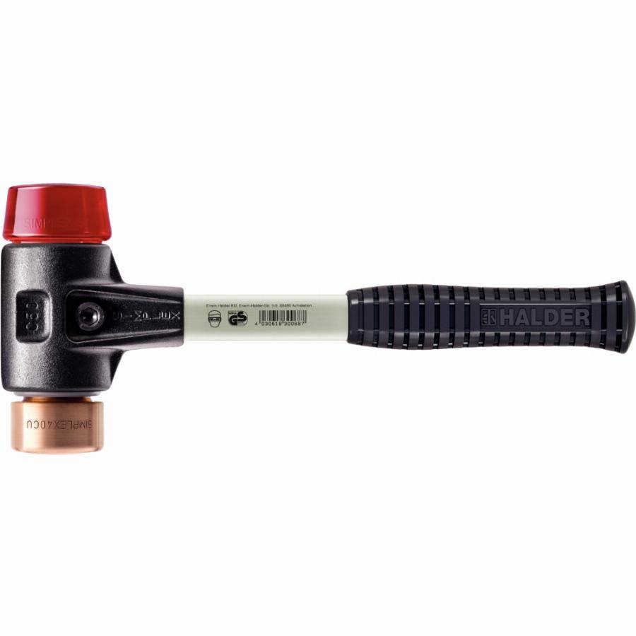 Maillet HALDER SIMPLEX Cuivre / plastique avec boîtier en fonte malléable renforcée et manche en fibre de verre - D=40 mm - 3746.040