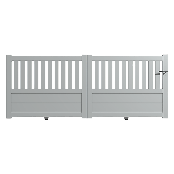 Portail Packit - Portail alu coulissant semi-ajouré en kit dim. L.3500 (entre piliers) X H.1300 mm  Gris Lumière (RAL 7035) - Imagen 1