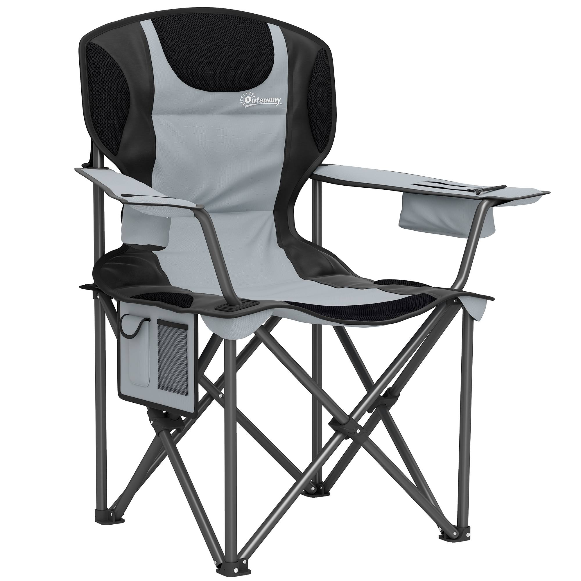 Chaise de camping pliante métal et tissu Oxford noir 94 x 62 x 105 cm - PANGIVO - Image 1
